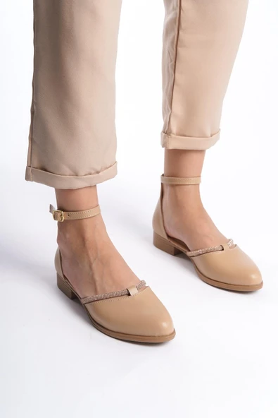 Kadın Trey Nut Cilt Taş Detaylı Yanları Acık Babet - 2