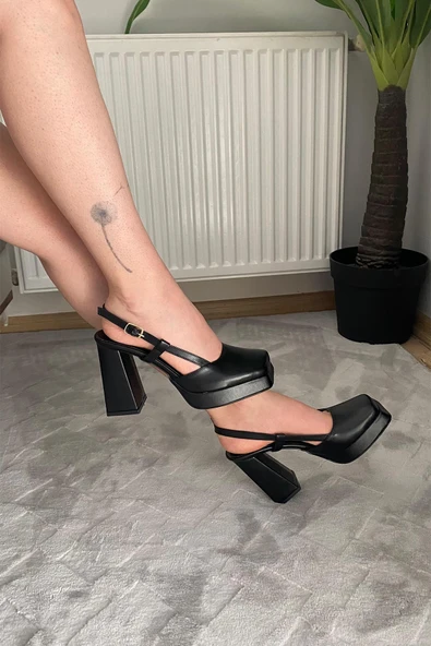 Kadın Asena Siyah 10 cm Platfom Topuklu Aykkabı - Resim 5