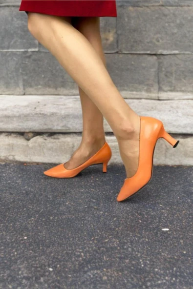Kadın Sity Turuncu 6 cm İnce Topuklu Stiletto - 4