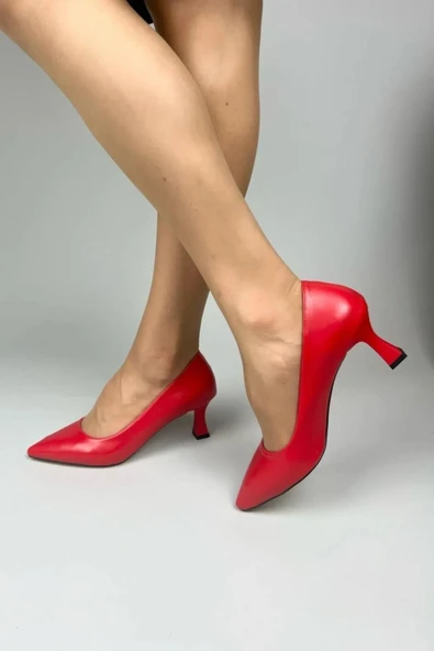 Kadın Sity Kırmızı Cilt 6 cm İnce Topuklu Stiletto - 4