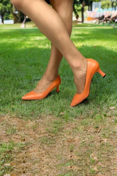 Kadın Sity Turuncu 6 cm İnce Topuklu Stiletto - 3