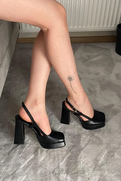 Kadın Asena Siyah 10 cm Platfom Topuklu Aykkabı - Resim 2