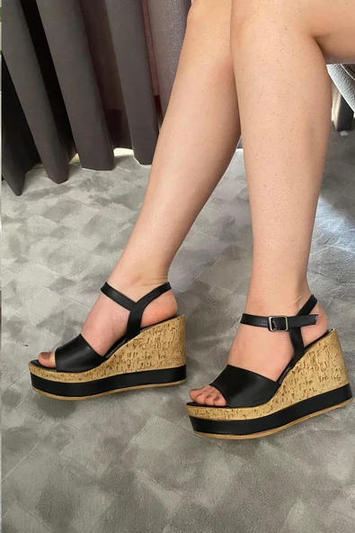 Kadın Livirpul Siyah Cilt Tek  Bant Dolgu Taban Ayakkabı K-520 - Resim 3