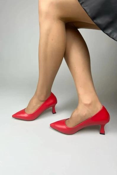 Kadın Sity Kırmızı Cilt 6 cm İnce Topuklu Stiletto - 2