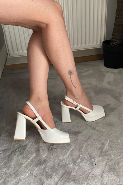 Kadın Asena Beyaz 10 cm Platfom Topuklu Aykkabı - 5