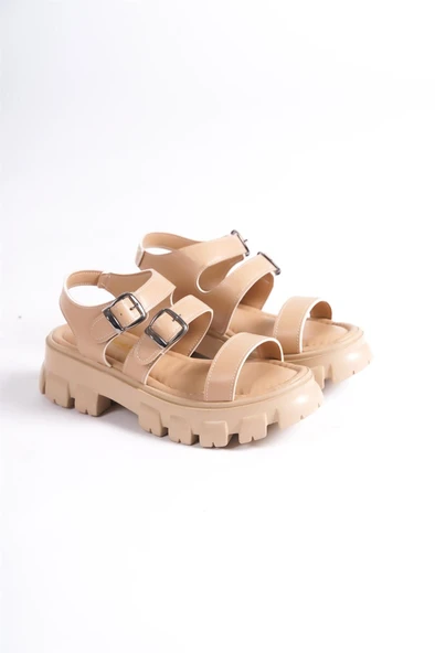 Kadın Seso Nut Yüksek Üç Bant Bilekten Bağlamalı Sandalet 970 - 4