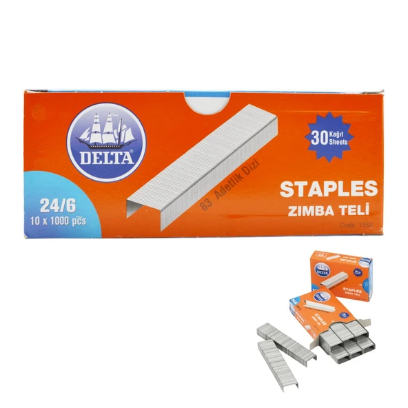 Delta 24/6 Gri Zımba Teli Gri 1000 li 10 Kutu Kod:1552 ürün görseli 1