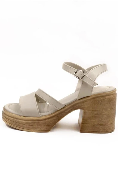 Kadın Ceylo Bej Ortopedik İç Taban Platform Topuk Sandalet