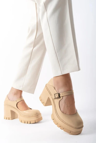 Kadın Ruby Ten Cilt Tek Baretli 8 cm Topuklu Platformlu Ayakkabı 601 - 2