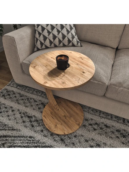 Tekerlekli C Sehpa Koltuk Sehpası  HAM MDF Yan Sehpa Zigon Sehpa Servis Sehpası - Atlantik Çam - Resim 3