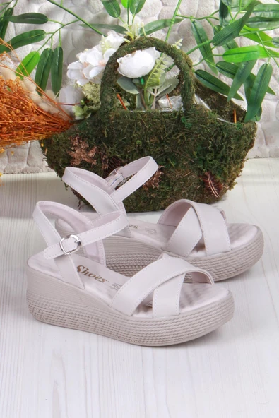 Fort 05-7008 Soft Rahat Toka Detaylı Dolgu Taban Çapraz Bant Kadın Sandalet - Resim 10