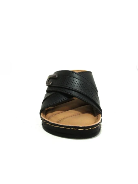 Apella Siyah Tokalı Çapraz Bant Anatomik Comfort Kadın Terlik - Resim 5