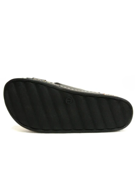 Apella Siyah Tokalı Çapraz Bant Anatomik Comfort Kadın Terlik - Resim 4