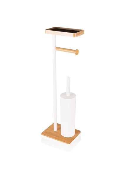 The Mia Tepsili ve Fırçalı Tuvalet Kağıdı Standı Beyaz 760 - Resim 6