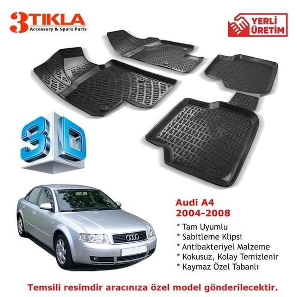Audi A4 2004-2008 Premium 3D Havuzlu Paspas Seti ürün görseli 1