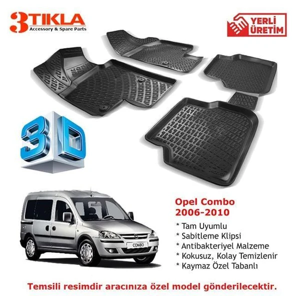 Opel Combo 2006-2010 Premium 3D Havuzlu Paspas Seti ürün görseli 1