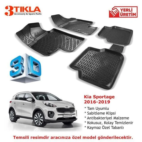Kia Sportage 2016-2019 Premium 3D Havuzlu Paspas Seti ürün görseli 1