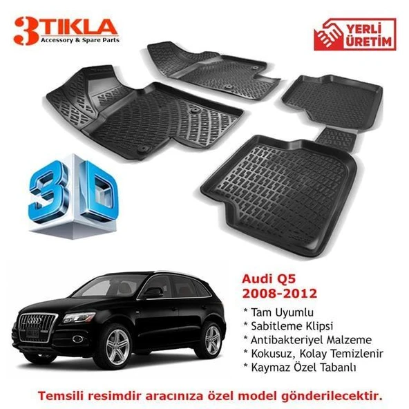 Audi Q5 2008-2012 Premium 3D Havuzlu Paspas Seti ürün görseli 1