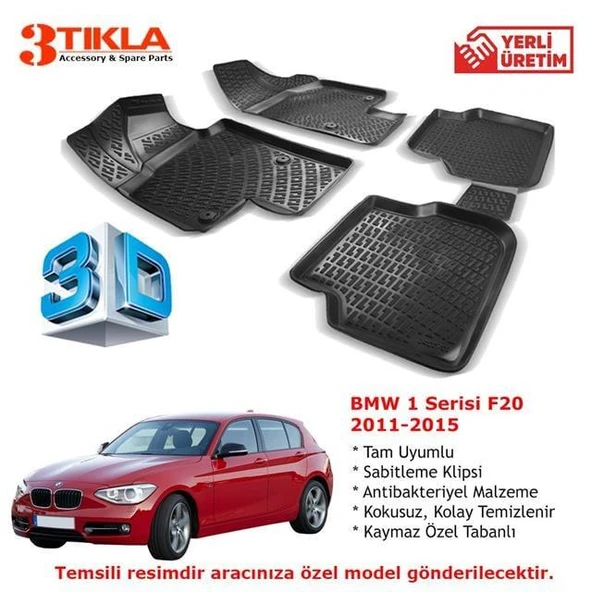 BMW 1 Serisi F20 2011-2015 Premium 3D Havuzlu Paspas Seti ürün görseli 1