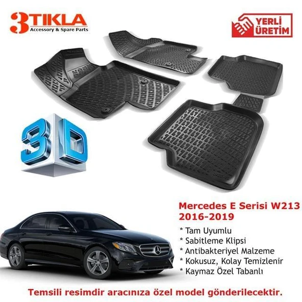 Mercedes E Serisi W213 2016-2019 Premium 3D Havuzlu Paspas Seti ürün görseli 1