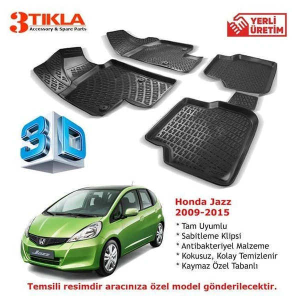 Honda Jazz 2009-2015 Premium 3D Havuzlu Paspas Seti ürün görseli 1