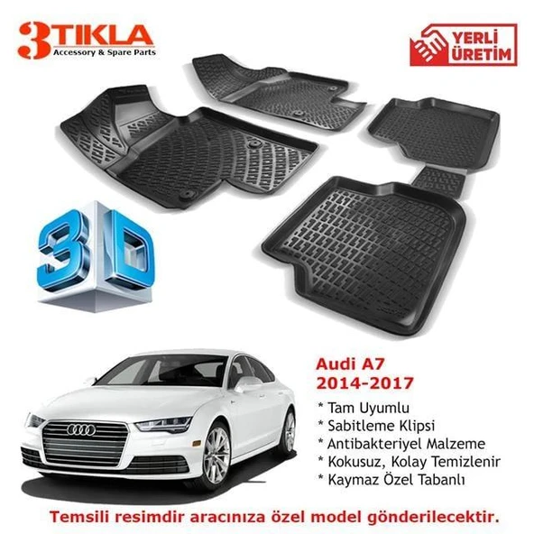 Audi A7 C7 2010-2018 Premium 3D Havuzlu Paspas Seti ürün görseli 1