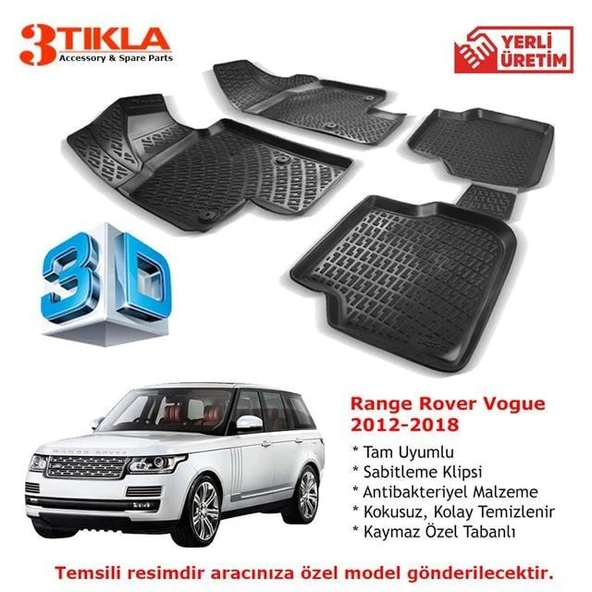 Range Rover Vogue 2012-2018 Premium 3D Havuzlu Paspas Seti ürün görseli 1
