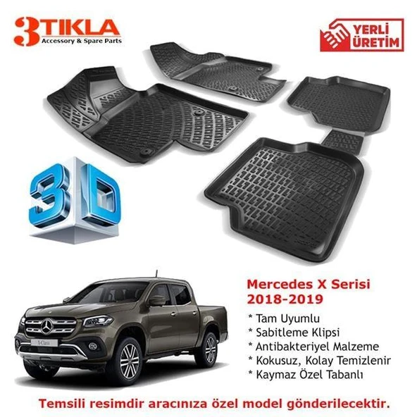 Mercedes X Serisi 2018-2019 Premium 3D Havuzlu Paspas Seti ürün görseli 1