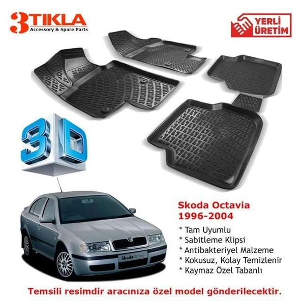 Skoda Octavia 1996-2004 Premium 3D Havuzlu Paspas Seti ürün görseli 1