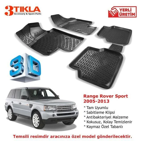 Range Rover Sport 2005-2013 Premium 3D Havuzlu Paspas Seti ürün görseli 1