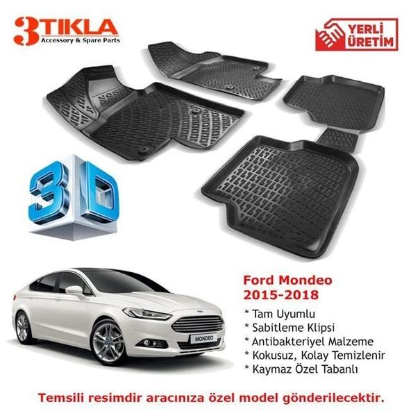 Mondeo 2015-2018 Premium 3D Havuzlu Paspas Seti ürün görseli 1