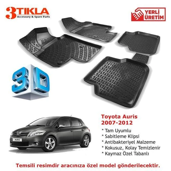 Toyota Auris 2007-2012 Premium 3D Havuzlu Paspas Seti ürün görseli 1