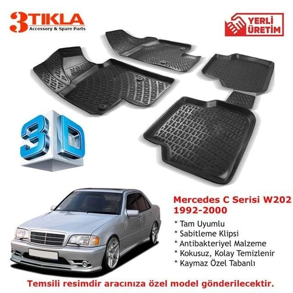 Mercedes C Serisi W202 1992-2000 Premium 3D Havuzlu Paspas Seti ürün görseli 1
