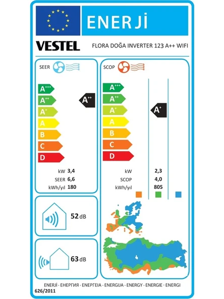 VESTEL Flora Doğa Inverter  A++ 12000 BTU Duvar Tipi Klima - 3