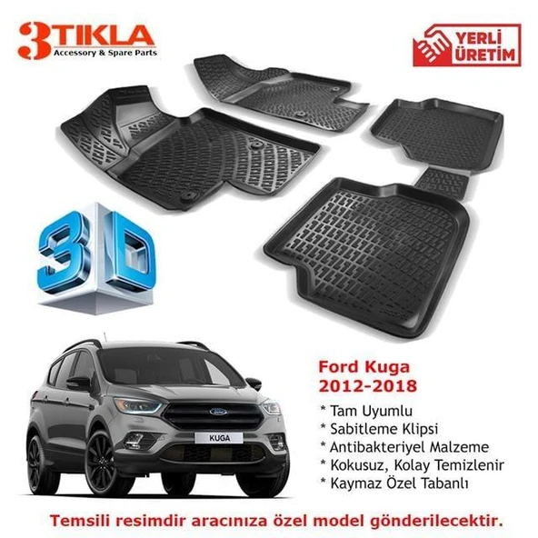 Kuga 2012-2018 Premium 3D Havuzlu Paspas Seti ürün görseli 1