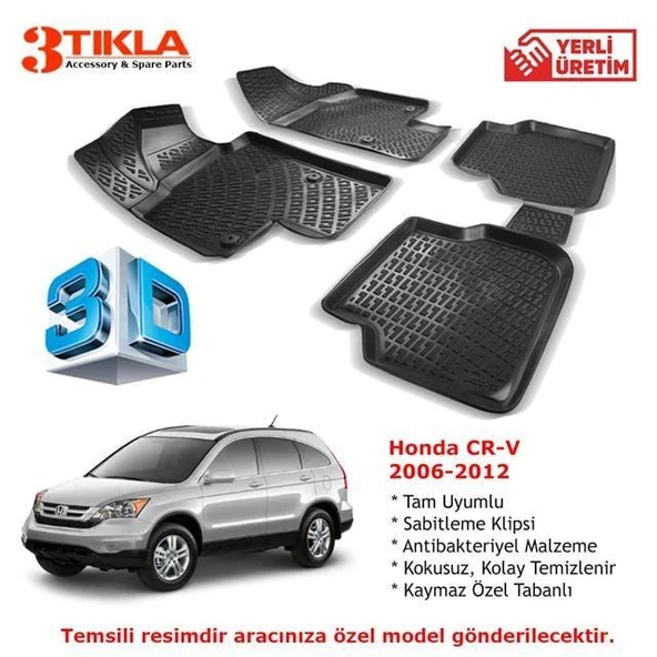 Honda CR-V 2006-2012 Premium 3D Havuzlu Paspas Seti ürün görseli 1