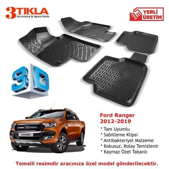 Ranger 2012-2019 Premium 3D Havuzlu Paspas Seti ürün görseli 1
