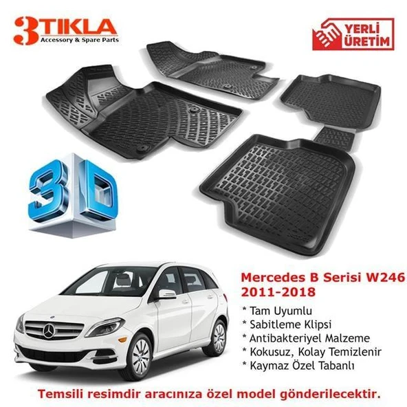 Mercedes B Serisi W246 2011-2018 Premium 3D Havuzlu Paspas Seti ürün görseli 1