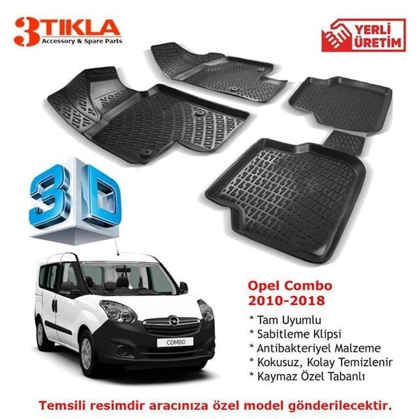 Opel Combo 2010-2018 Premium 3D Havuzlu Paspas Seti ürün görseli 1