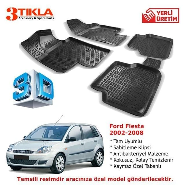 Fiesta 2002-2008 Premium 3D Havuzlu Paspas Seti ürün görseli 1