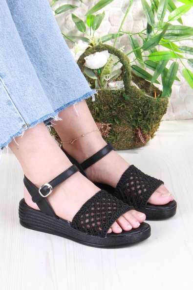 Fort 05-2001 Soft Rahat Toka Detaylı Dantel Örgülü Kadın Sandalet ürün görseli