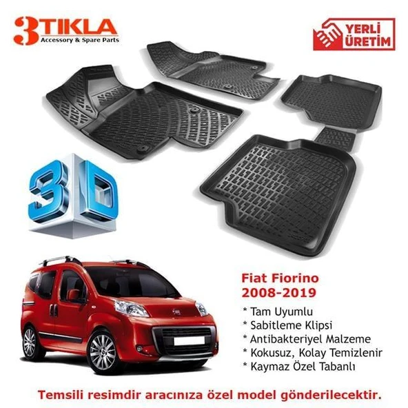 Fiat Fiorino 2008-2019 Premium 3D Havuzlu Paspas Seti ürün görseli 1