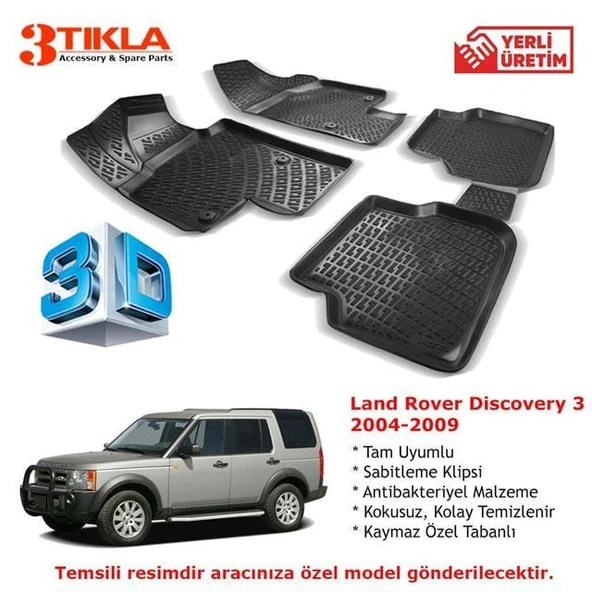 Land Rover Discovery 3 2004-2009 Premium 3D Havuzlu Paspas Seti ürün görseli 1