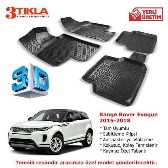 Range Rover Evogue 2015-2018 Premium 3D Havuzlu Paspas Seti ürün görseli 1