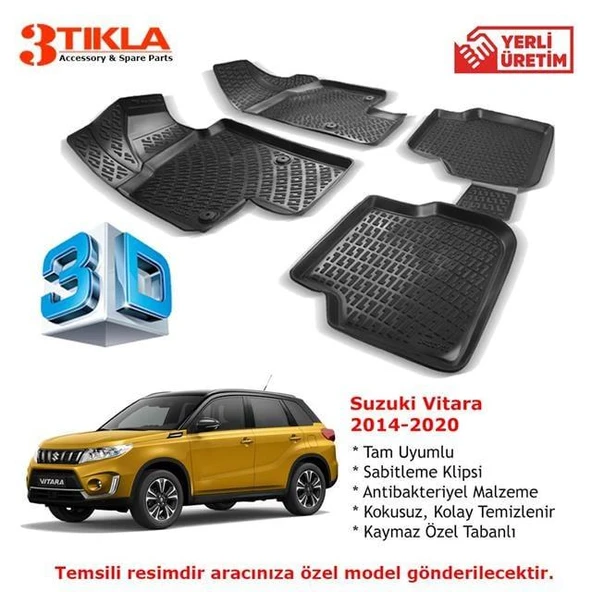 Suzuki Vitara 2014-2020 Premium 3D Havuzlu Paspas Seti ürün görseli 1