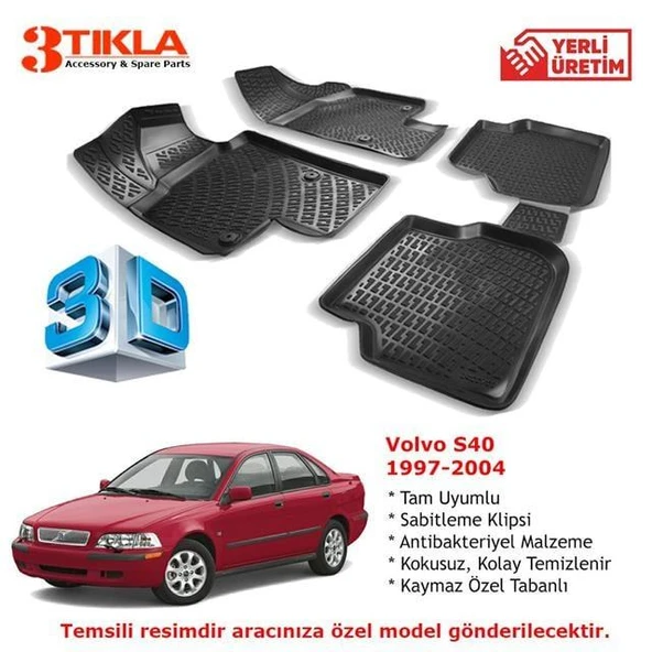 Volvo S40 1997-2004 Premium 3D Havuzlu Paspas Seti ürün görseli 1