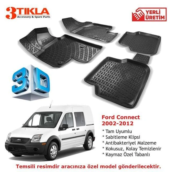 Ford Connect 2002-2012 Premium 3D Havuzlu Paspas Seti ürün görseli 1