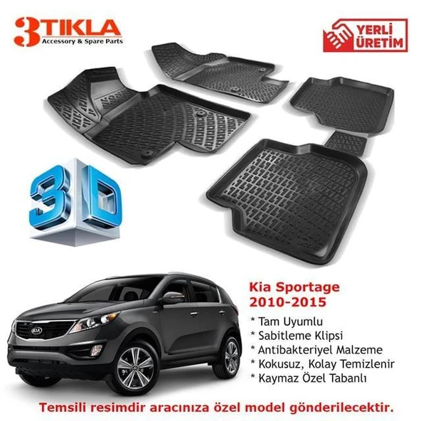 Kia Sportage 2010-2015 Premium 3D Havuzlu Paspas Seti ürün görseli 1