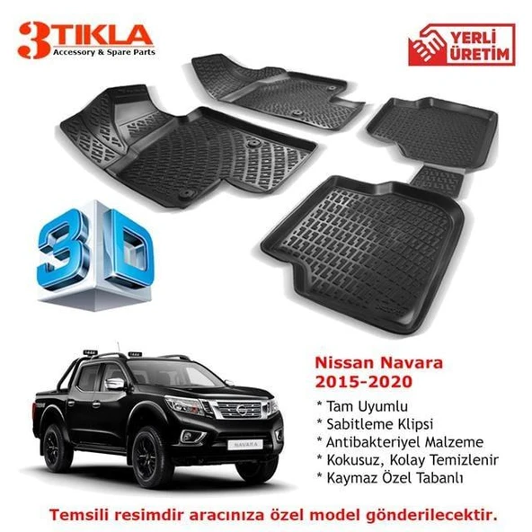 Nissan Navara 2015-2020 Premium 3D Havuzlu Paspas Seti ürün görseli 1