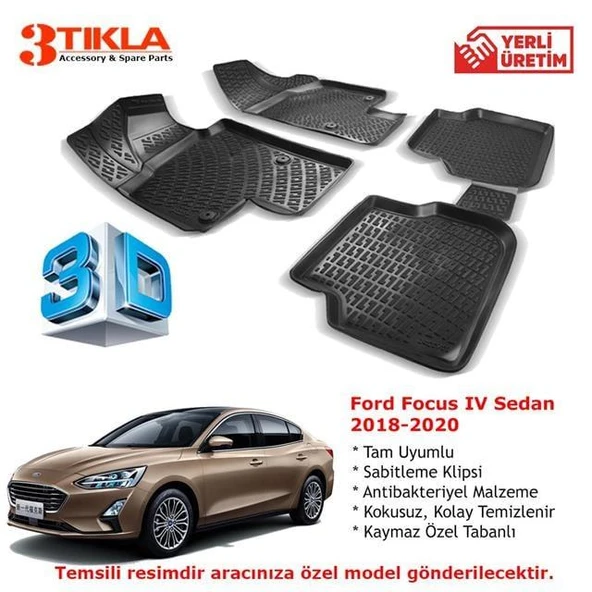 Focus IV Sedan 2018-2020 Premium 3D Havuzlu Paspas Seti ürün görseli 1